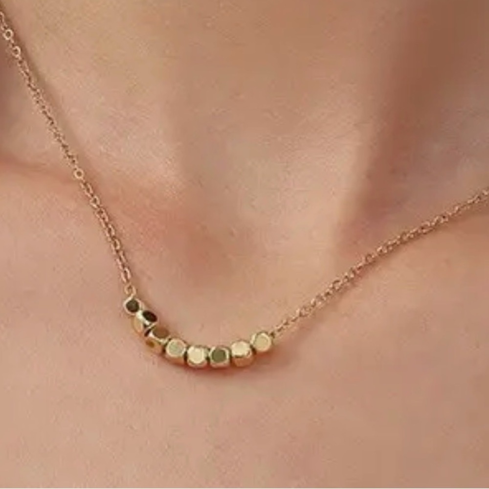 Gold Dainty Classic Cube Necklace (1205)